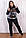 Зимовий батальний теплий спортивний костюм жіночий Туреччина No 8851 чорний, фото 3