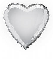 Шар фольгированный "Сердце" серебристое 45 см