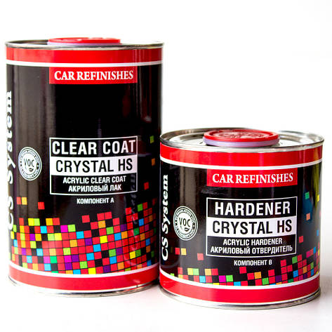 Лак акриловий HS CRYSTAL 2+1 до-т з затверджувачем 1,5 л (1л + 0,5 л) CS System, фото 1