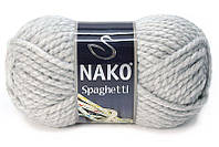 Турецкая пряжа для вязания Nako Spaghetti (Спагетти)-195 серебро