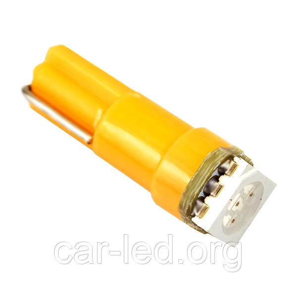 Желтая cветодиодная автолампа Т5 (W1.2W), 5050 led