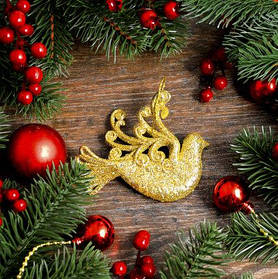 Новорічна прикраса Птах золото 0335