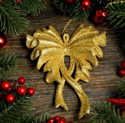 Новогоднее украшение Бант большой золото 0118 - фото 1 - id-p6897011