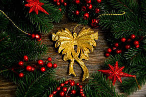 Новорічна прикраса Бант велике золото 0118, фото 2