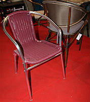 Стул-кресло ALC-3105 алюминиевое с сиденьем из искусственного ротанга для летних открытых площадок кафе