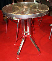 Стол ALT-6060 алюминиевый круглый со стеклянной столешницей с отверстием для зонта D60*h70