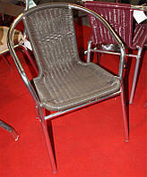 Кресло ALC-3110 алюминиевое с сиденьем из искусственного ротанга для летних открытых площадок кафе