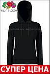Толстовка жіноча чорна худі з капюшоном Classic hooded sweat Fruit Of The Loom,XL, фото 3