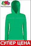 Толстовка жіноча зелена худі з капюшоном Classic hooded sweat Fruit Of The Loom,2XL, фото 3