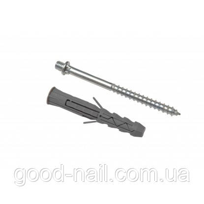 Гвинт-шуруп кріпильний із дюбелем 160мм (оцинкований, сталевий) RaynWay, фото 1