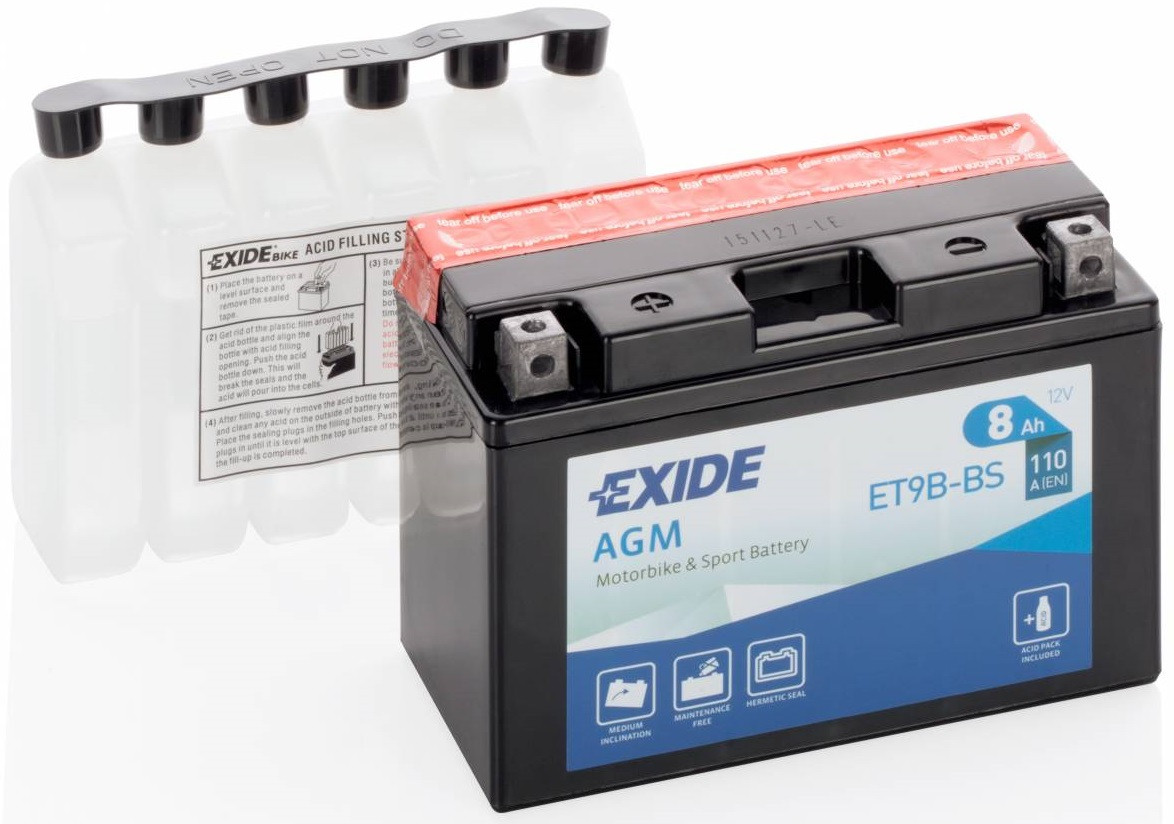 Аккумулятор для мотоцикла Exide ET9B-BS = YT9B-BS - фото 1 - id-p256953743