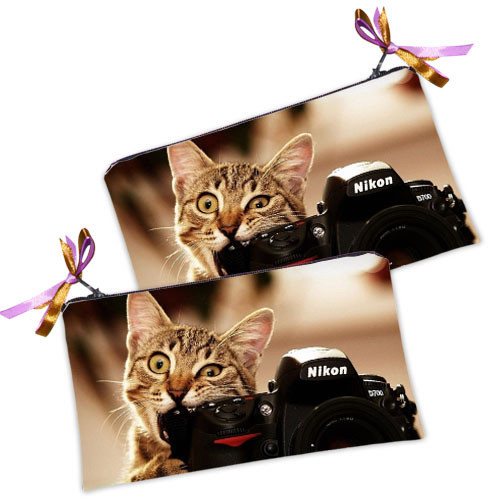 Косметичка жіноча Котик с фотоаппаратом 20х12 см (K_OS025)