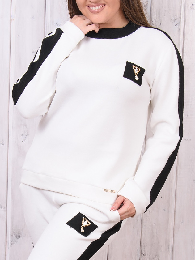 Турецкий фабричный батальный тёплый зимний спортивный костюм ангора № 8870 молочный - фото 1 - id-p598533302