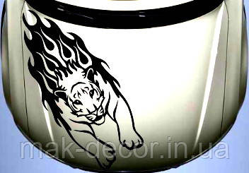 Вінілові наклейки на авто " Тигр-вогонь" 70х35 см