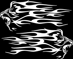 Вінілові наклейки на авто " Лев - вогонь " 37х40 см