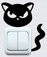 Вінілова інтер'єрна наклейка - Кішка на розетку 2 (від 7х5 см)