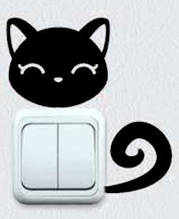 Вінілова інтер'єрна наклейка - Кішка на розетку 3 (від 7х5 см)
