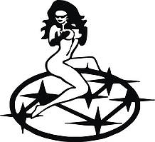 Вінілові наклейки на авто " Дівчина на Субару " 15х14 см