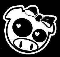 Вінілові наклейки на авто " Хрюша дівчинка " 15х15 см