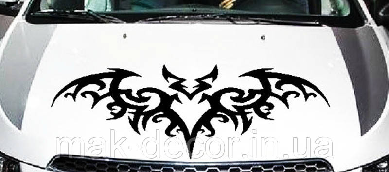 Вінілові наклейки на авто " Летюча миша на капот " 25х70 см