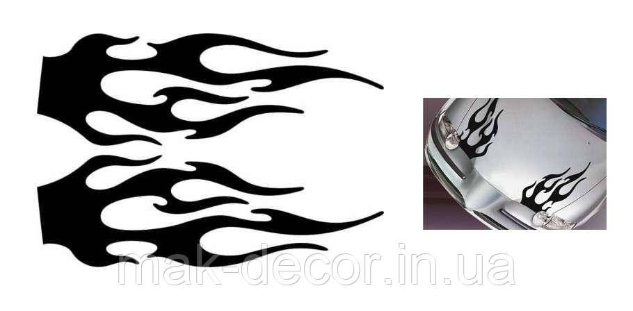 Вінілові наклейки на авто " Вогонь на капот " 20х60 см