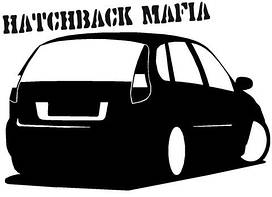 Вінілові наклейки на авто " Hatchback mafia " 12х15 см