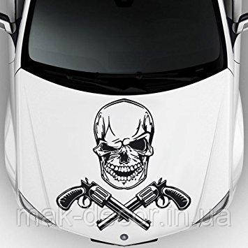 Вінілові наклейки на авто " Череп з пістолетами " 60х60 см
