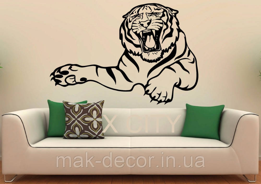 Вінілові наклейки " Тигр над диваном " 60х88 см)