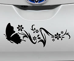 Вінілові наклейки на авто " Метелик з квітами " 9х25 см