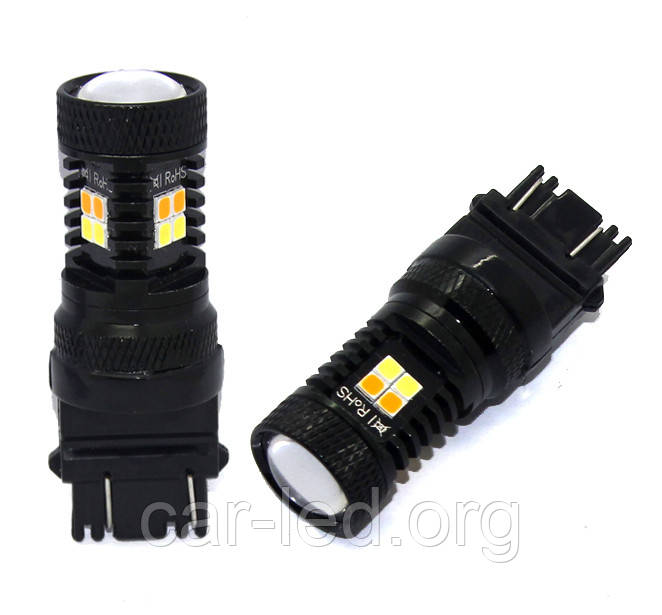 Двоколірна (білий + жовтий) світлодіодна лампа 3157 P27 / 7W - 3030SMD Osram Dual color lamp - фото 1 - id-p598557365