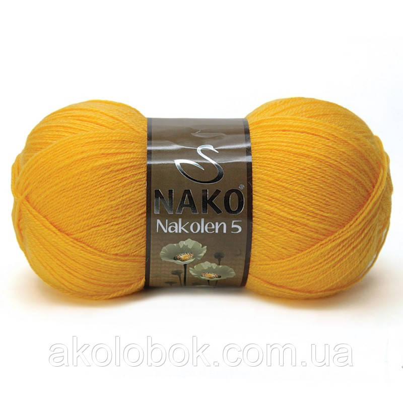 Турецька пряжа для в'язання Nako Nakolen 5 (наколін 5) напіввовна 3052 жовтий