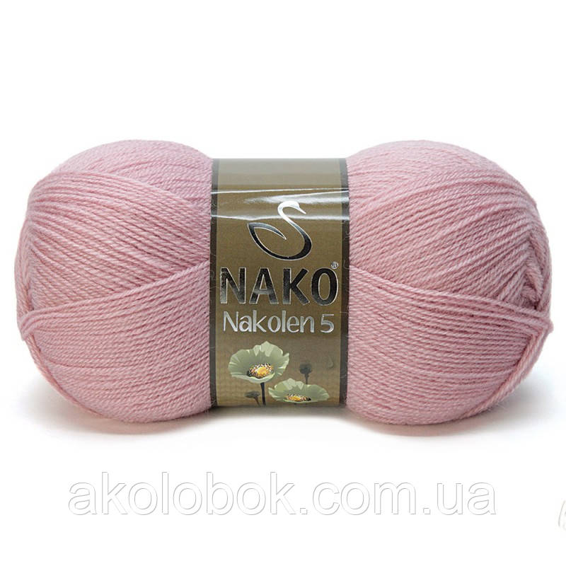 Турецька пряжа для в'язання Nako Nakolen 5 (наколін 5) напіввовна 10275 рожева пудра
