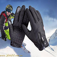 Сенсорні рукавички для сенсорних екранів телефонів флісові демісезонні перчатки сенсорні Чорні M