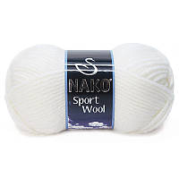 Турецкая пряжа для вязания Nako sport wool (спорт вул) толстая пряжа 208 белый