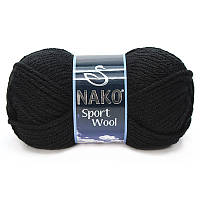 Турецкая пряжа для вязания  Nako sport wool (спорт вул) толстая пряжа 217 черный