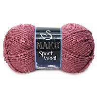 Турецкая пряжа для вязания Nako sport wool (спорт вул) толстая пряжа 327 суха роза