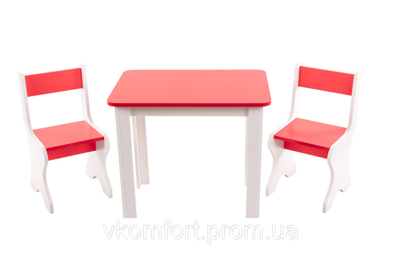 Набор столик и 2 стульчика Красный ЛДСП - фото 1 - id-p598605648