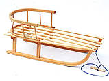 Санки дерев'яні зі спинкою та матрацом із візерунками Різні кольори, фото 4