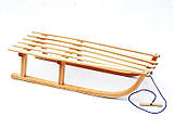 Санки дерев'яні зі штовхачем і спинкою, фото 4