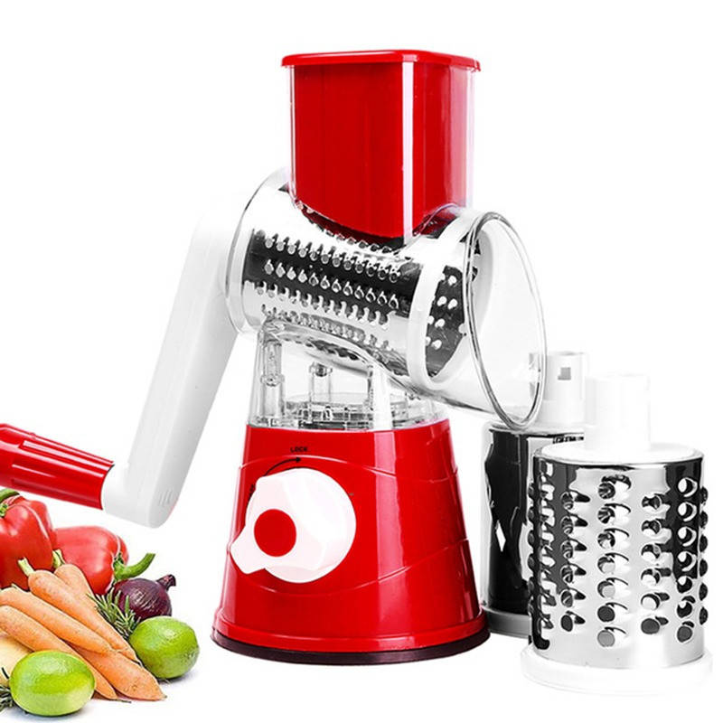 

Терка-овощерезка с насадками ручная Kitchen Master, Мультислайсер для овощей и фруктов, Красный