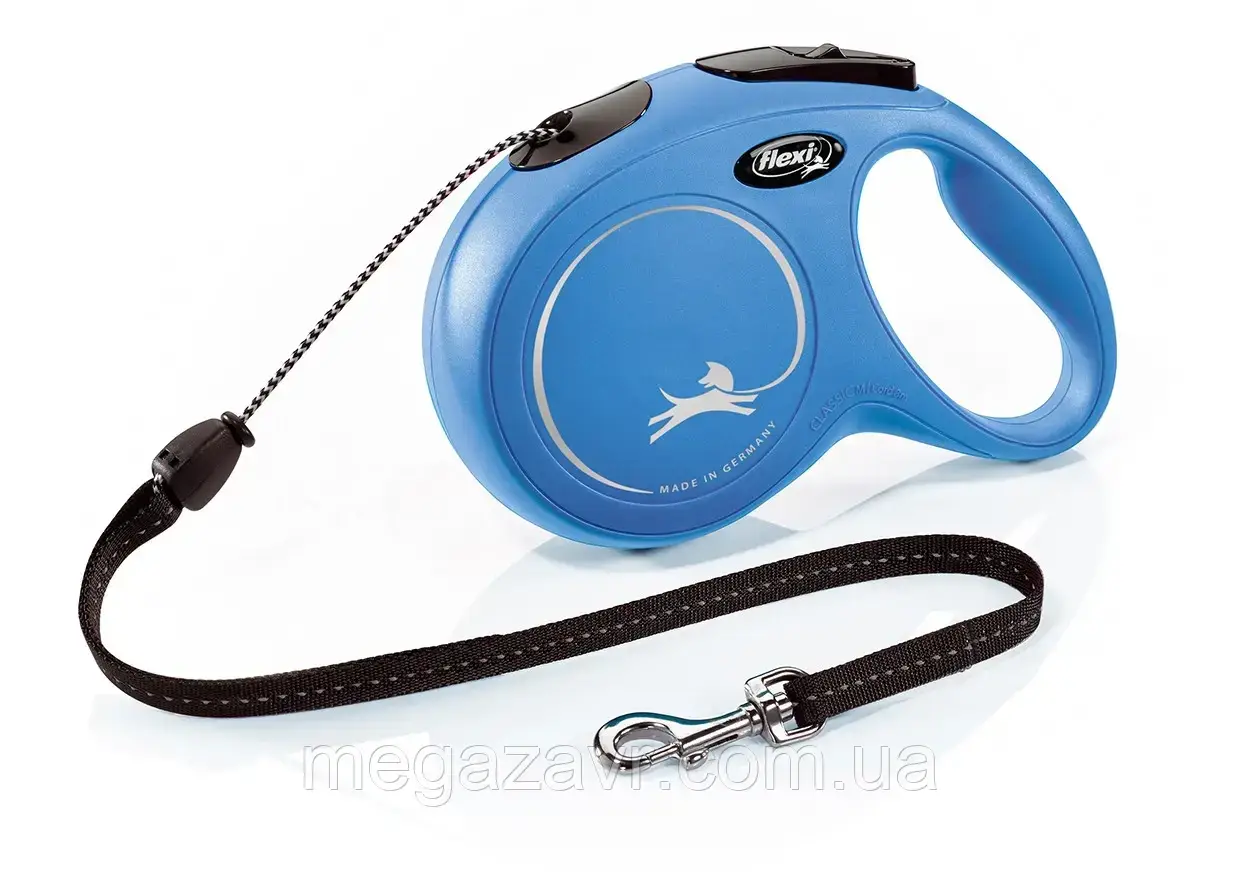 

Рулетка-поводок Flexi New Classic M трос 8m/20кг синий