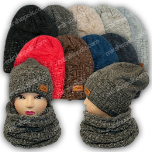 Комплект шапка та шарф (труба) для дівчинки, р. 52-54, підкладка фліс, нитка люрекс, 7016, фото 1