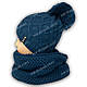 Комплект шапка і шарф (хомут) для дівчинки, р. 52-54, підкладка фліс, 7068, фото 4