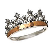 Срібне кільце з золотими накладками "Корона Premium" №0697-5