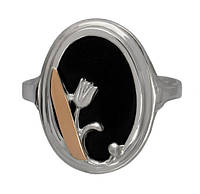 Женское серебряное кольцо с золотой пластиной "Романс" №75-5