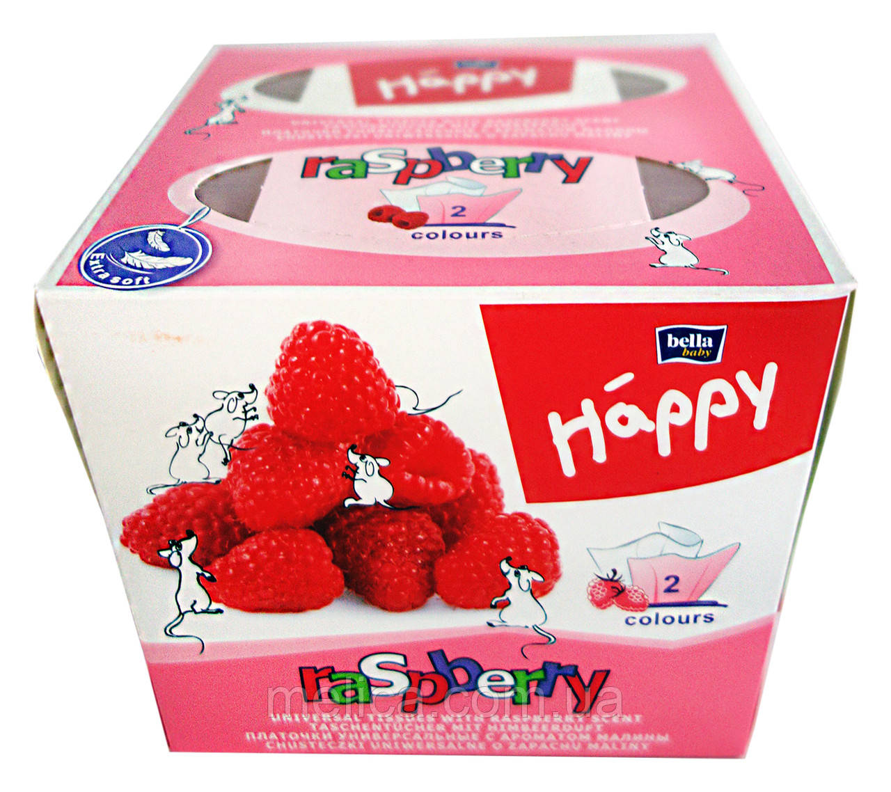 Хустинки паперові Bella baby Happy Універсальні двошарові Raspberry Малина 40+40 - 80 шт.