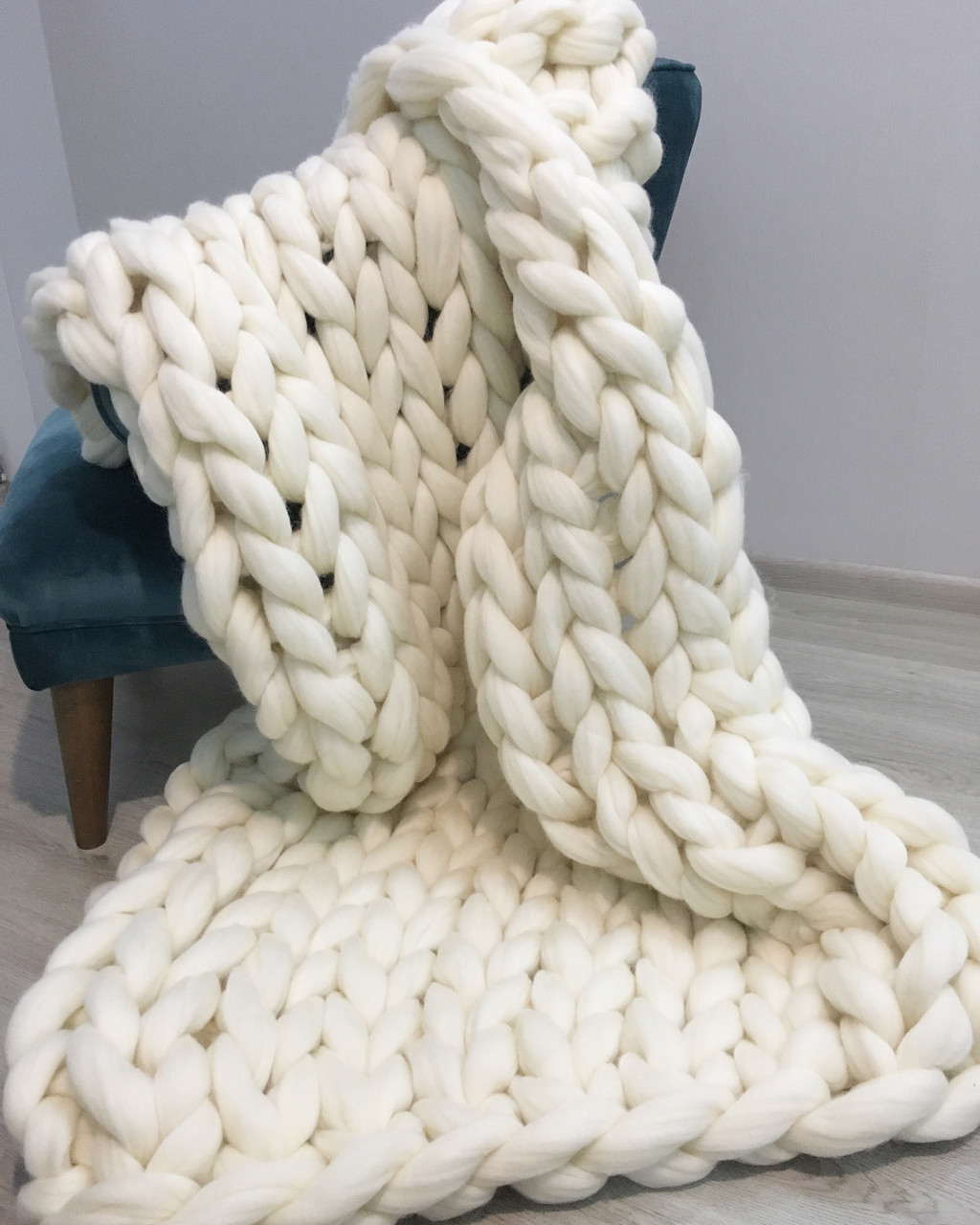 Плед ВЕЛИКОЇ В'ЯЗКИ 100X120 див. 100% вовна мериносів