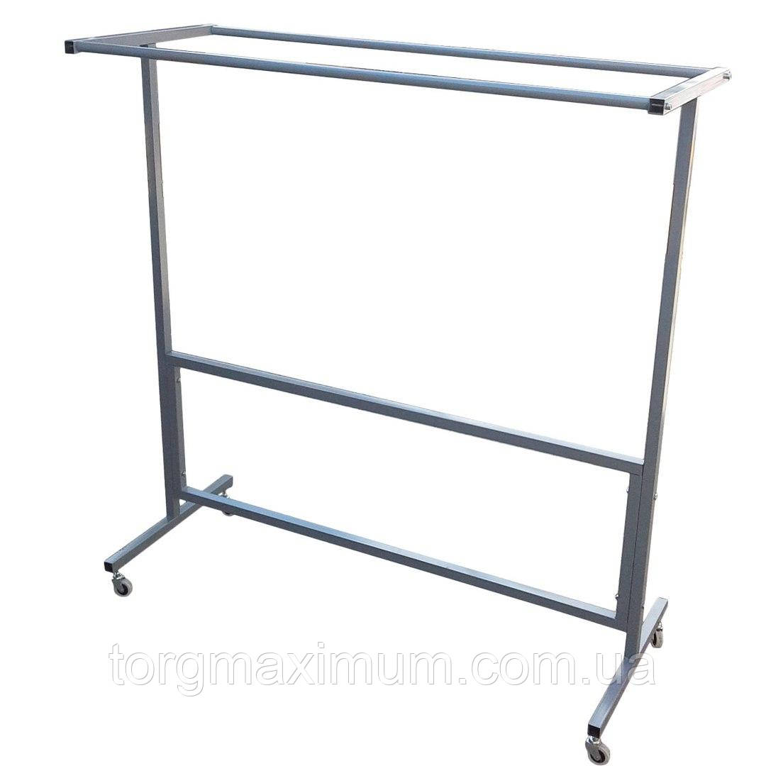 Стійка для одягу двостороння сіра на колесах, фото 1