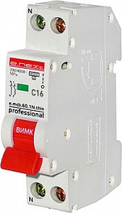Автоматичний вимикач e.mcb.pro.60.1 N. С16.thin 1р+N 16А C 45кА тонкийС 45кА тонкий, фото 1