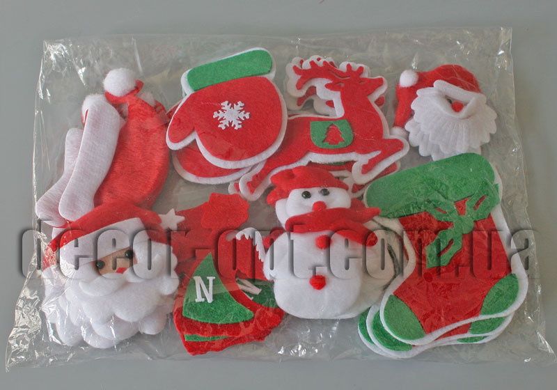 Фетрові фігурки Новорічний набір 8 видів 6 -12 см/25шт